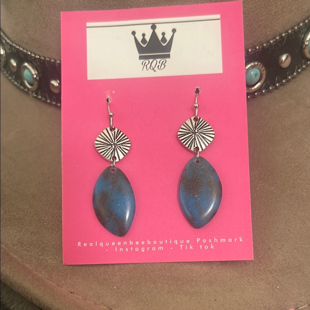 Blue and Silver Drop Earrings
